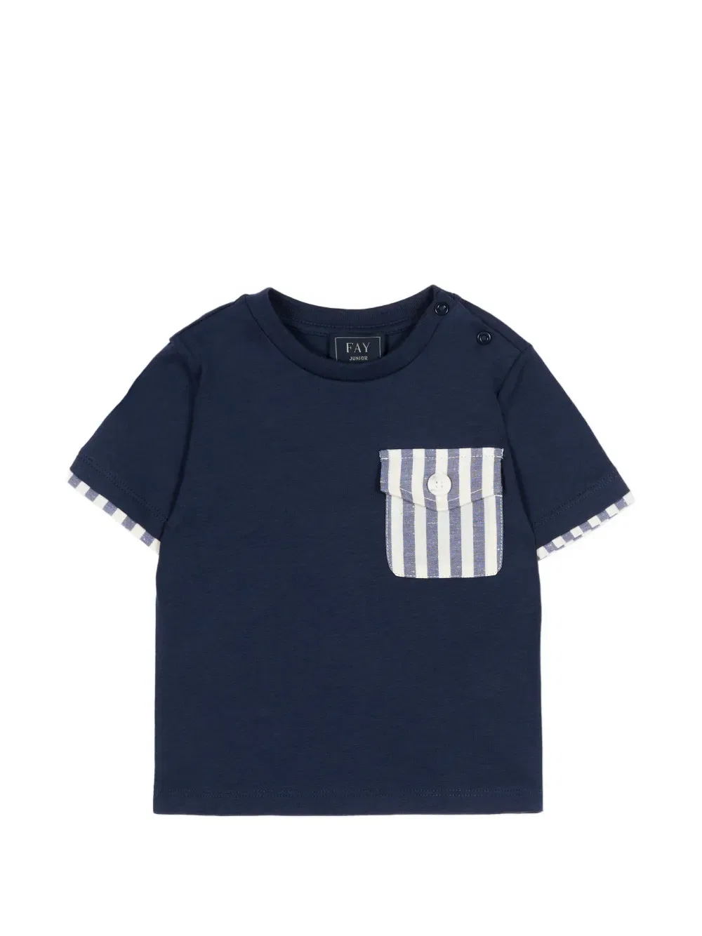 Полосатая футболка с карманом Fay Kids, синий