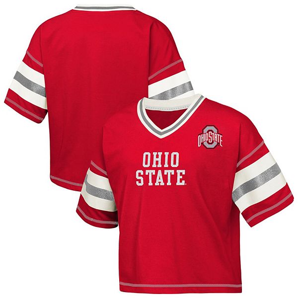 

Детская футболка с v-образным вырезом scarlet ohio state buckeyes gridiron Outerstuff