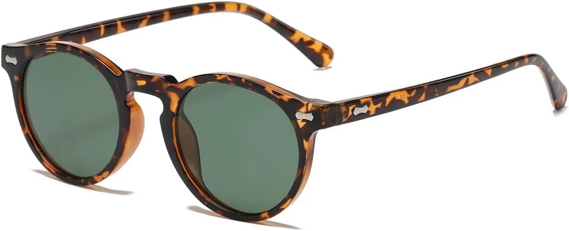 

Солнцезащитные очки Gleyemor Vintage Polarized для мужчин, круглые, с защитой UV400, в ретро-стиле, с оправой из ацетата ручной работы, 03 Tortoise Frame/Green Lens