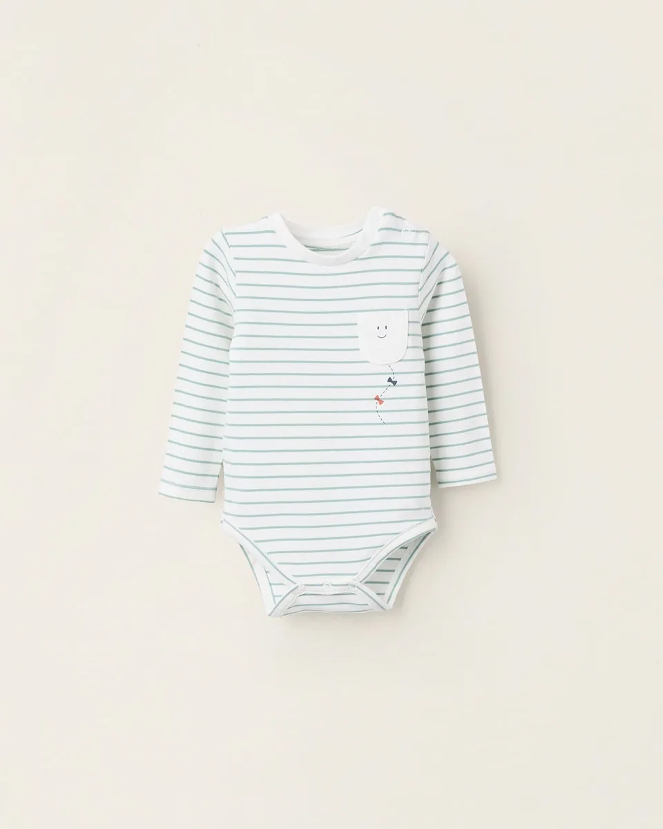 

Ползунки для младенца в полоску с кнопками Zippy, белый