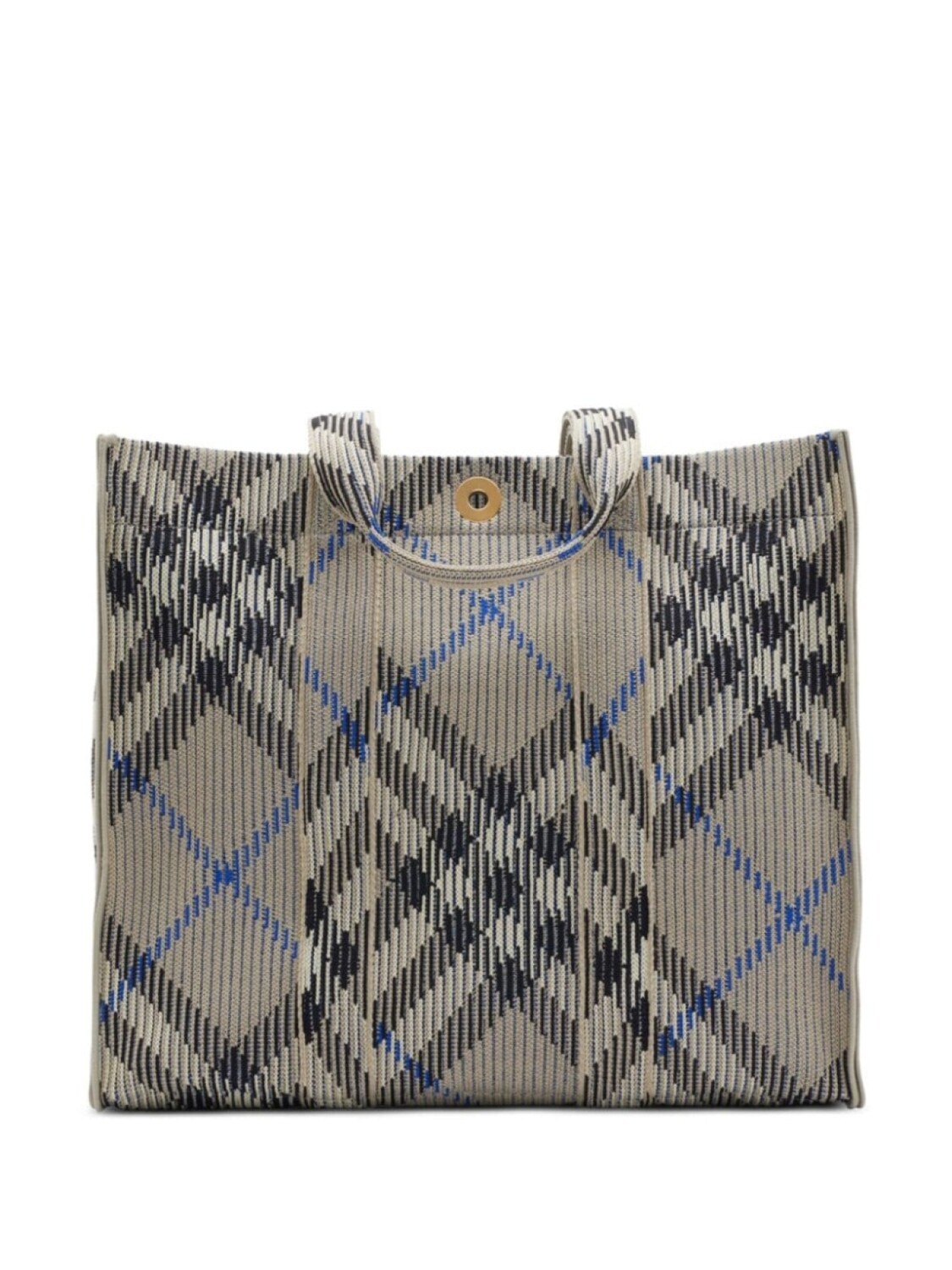 

Вязаная сумка-тоут Burberry в среднюю клетку, нейтральный цвет