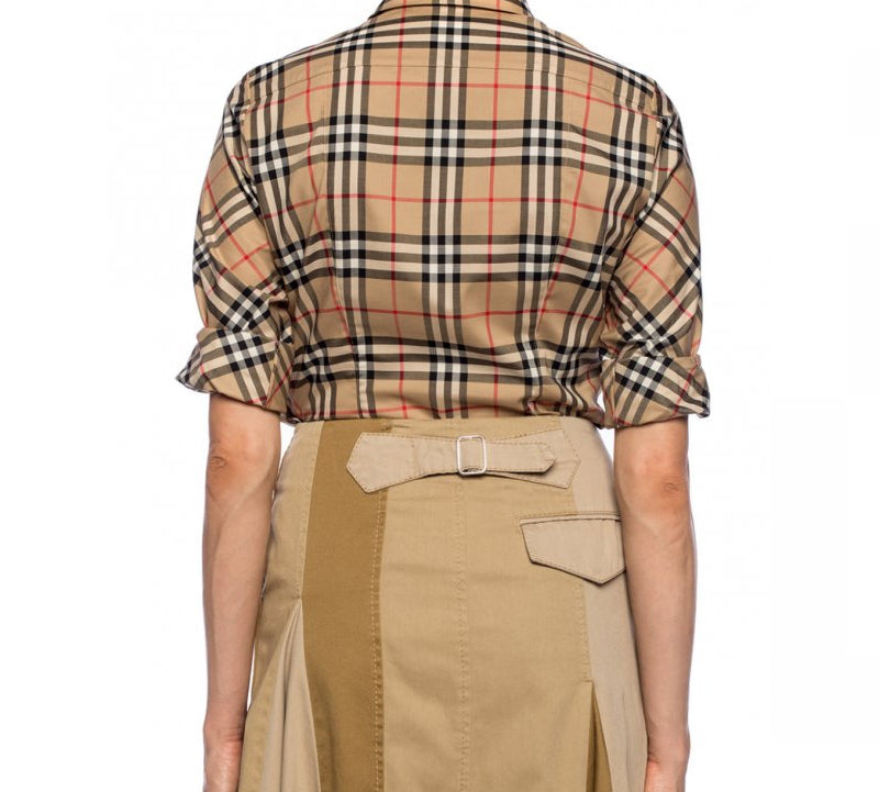 Рубашка Burberry Vintage Check Stretch Cotton Twill Shirt, бежевый — фото 3