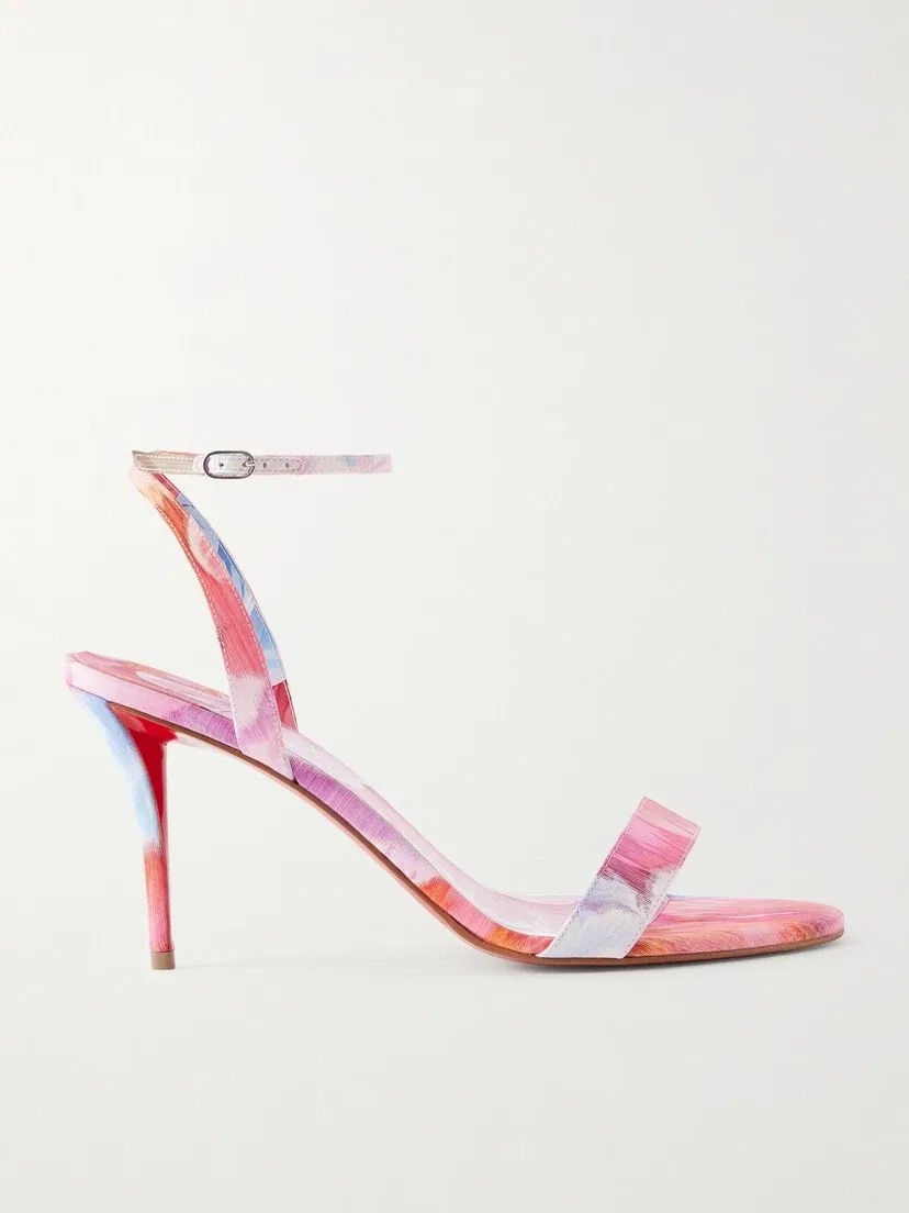 Сандалии Miss Z 80 из креповой тафты с цветочным принтом Christian Louboutin, мультицвет
