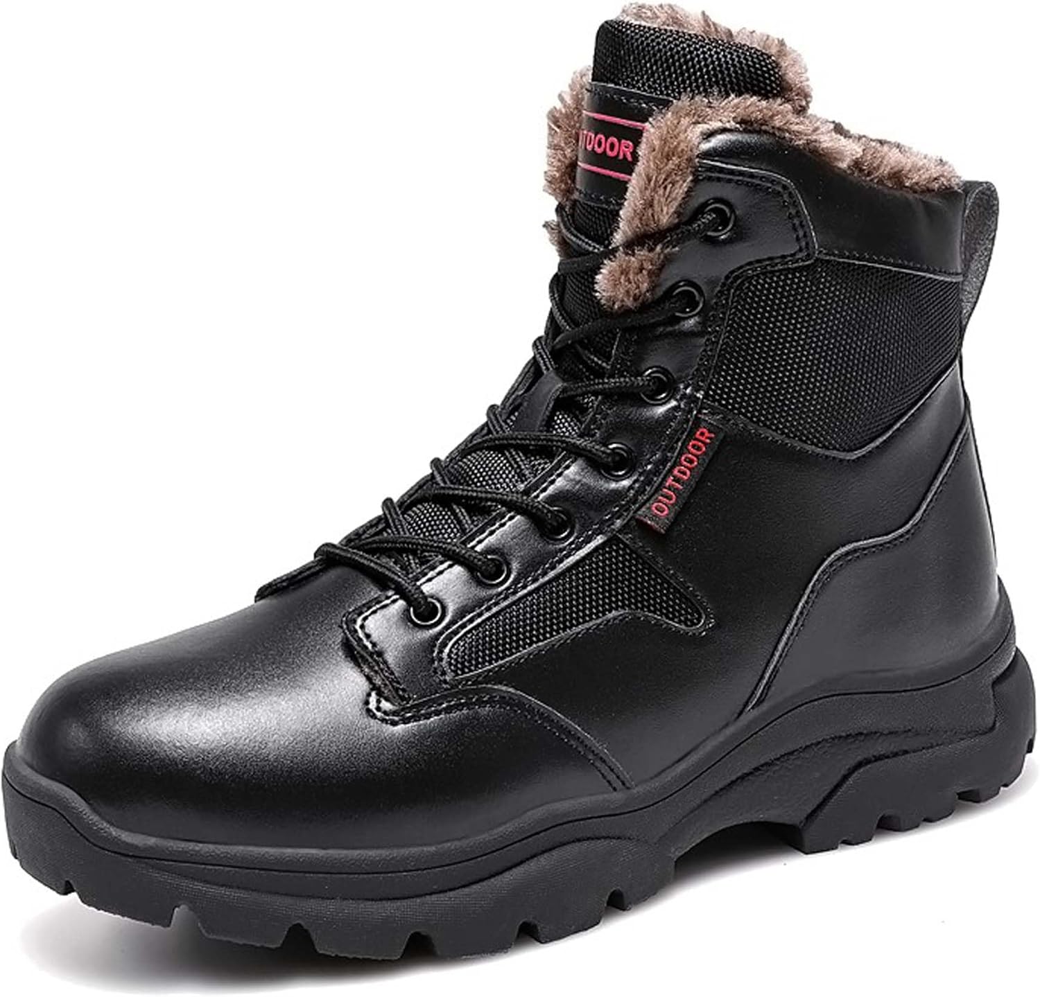 

Зимние мужские ботинки для снега водонепроницаемые с утеплителем из меха, для походов, треккинга, бега, путешествий, защита от холода, спортивная обувь Generic, черный