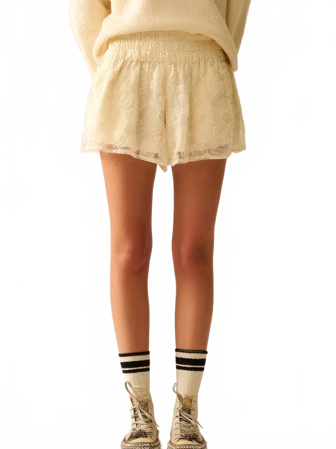 

Вышитые шорты с пайетками в кремовом цвете Q2