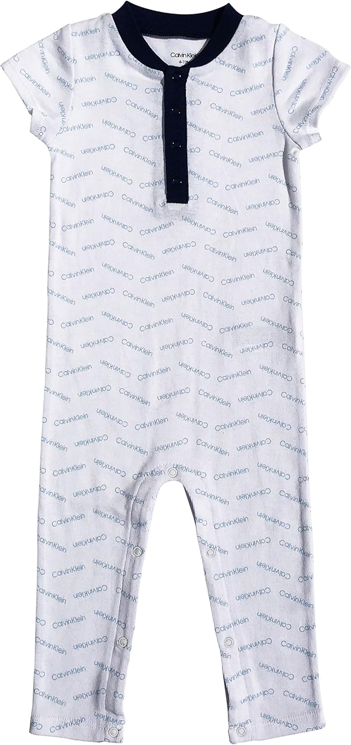 

Calvin Klein baby-boys short sleeve shortallsleepers, Ck Blue Chevron