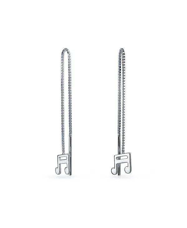 

Изящные серьги-нитки для музыкантов, длинные, линейные, для музыкального студента, из стерлингового серебра 925 пробы Bling Jewelry, silver