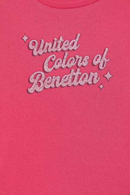 Лонгслив детский из 100% хлопка United Colors of Benetton, розовый — фото 3