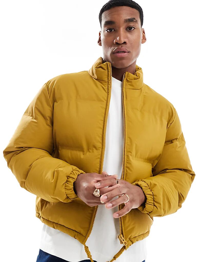 

Укороченная куртка-пуховик горчичного цвета ASOS DESIGN