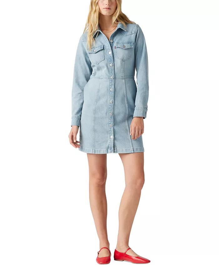 

Женское хлопковое джинсовое платье Flynn Western Levi's, синий