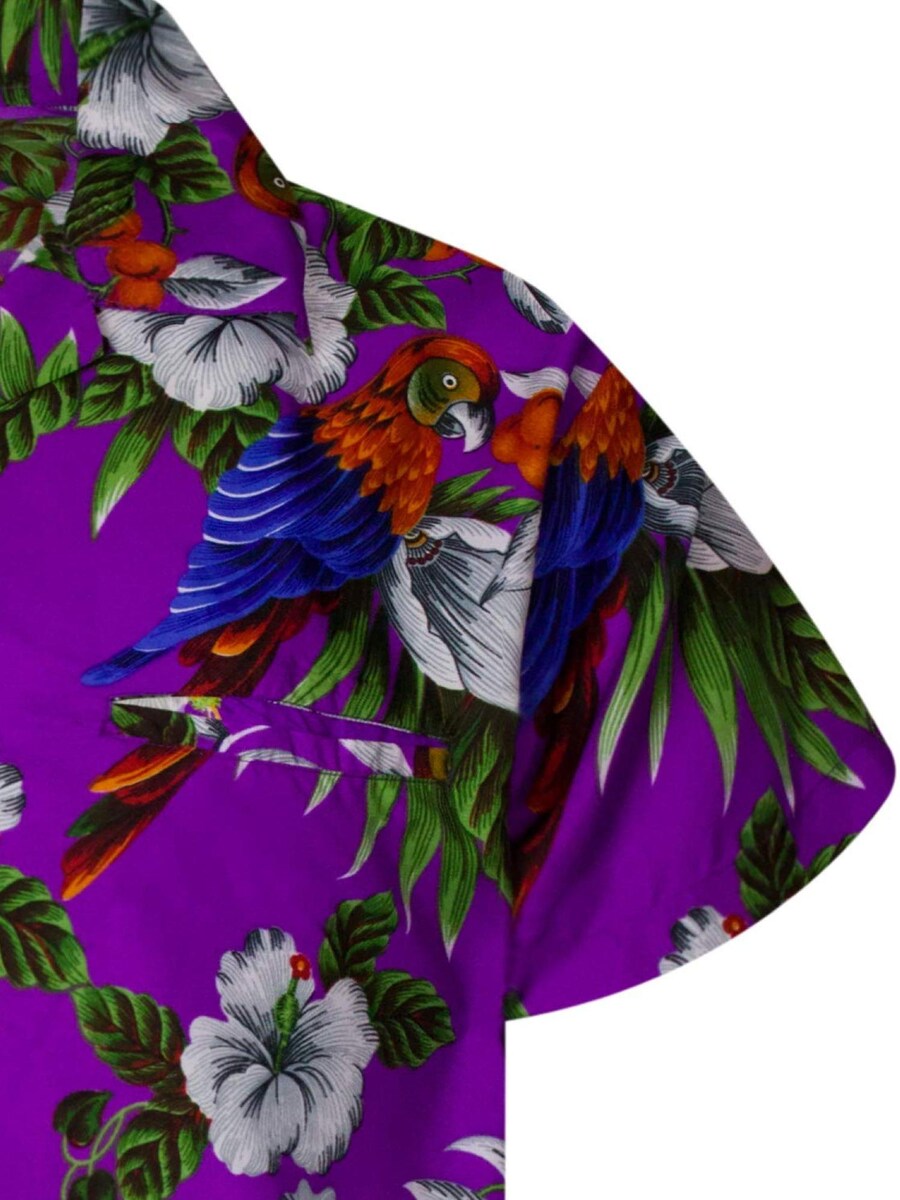 Рубашка на пуговицах классического кроя King Kameha Cherryparrot, фиолетовый — фото 4