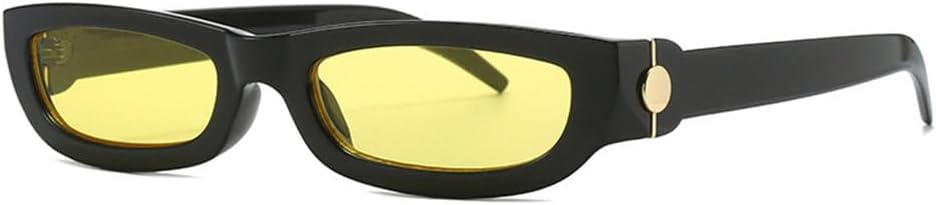 

Солнцезащитные очки в стиле панк с маленькой оправой 2027 года для женщин и мужчин. Модные винтажные солнцезащитные очки с защитой от УФ-излучения UV400 MTZJH, Black Yellow