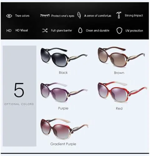 

Поляризованные солнцезащитные очки для женщин, оправа с защитой от УФ-излучения UV400, зеркальные, для вождения и путешествий, женские очки MTZJH, Gradient Purple