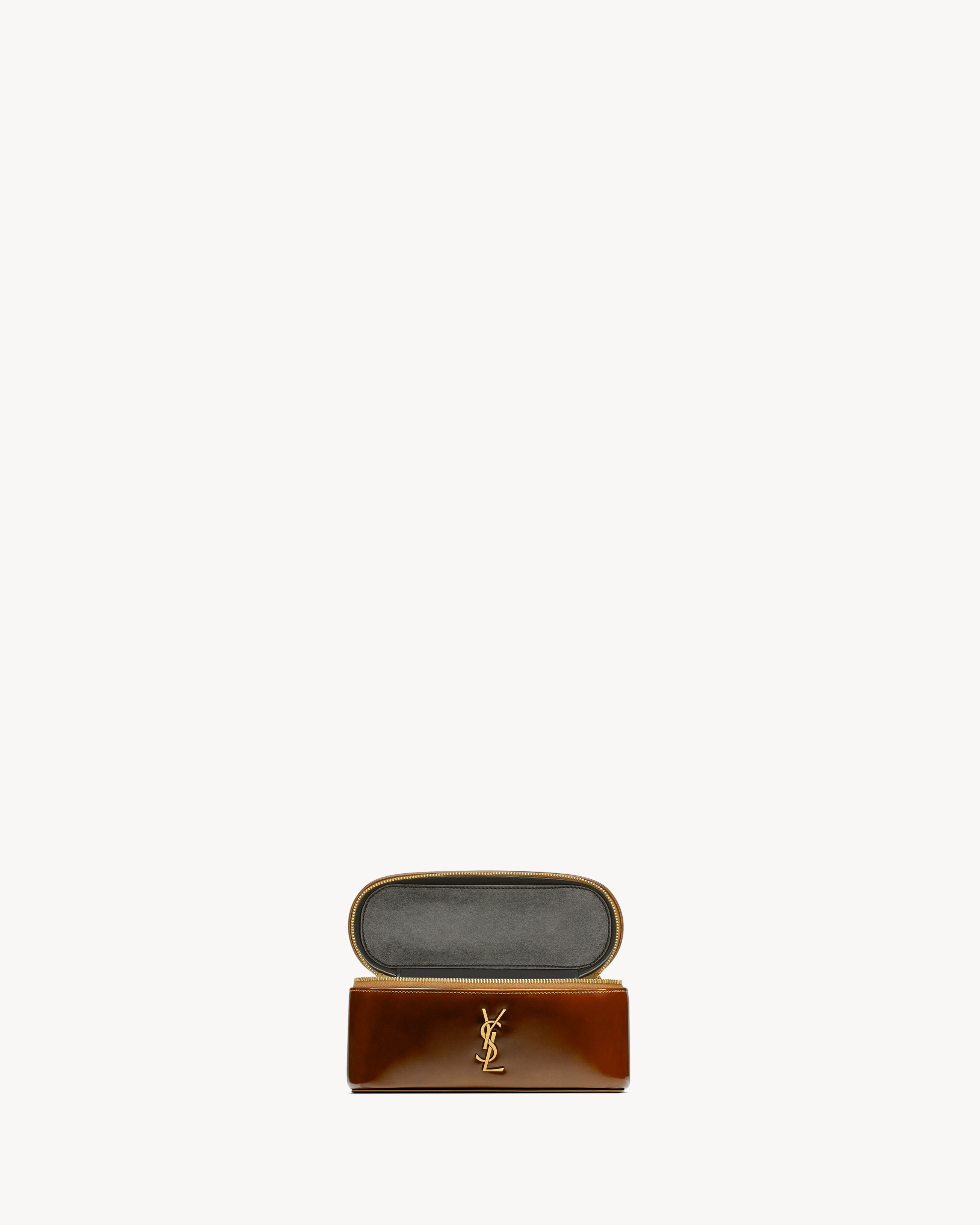 Косметичка GABY из лакированной кожи Saint Laurent, коричневый — фото 4