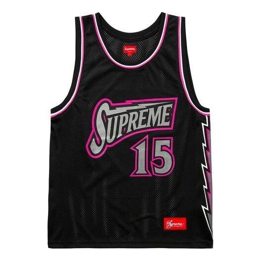 

Спортивная футболка bolt basketball jersey 'black grey pink' Supreme, черный