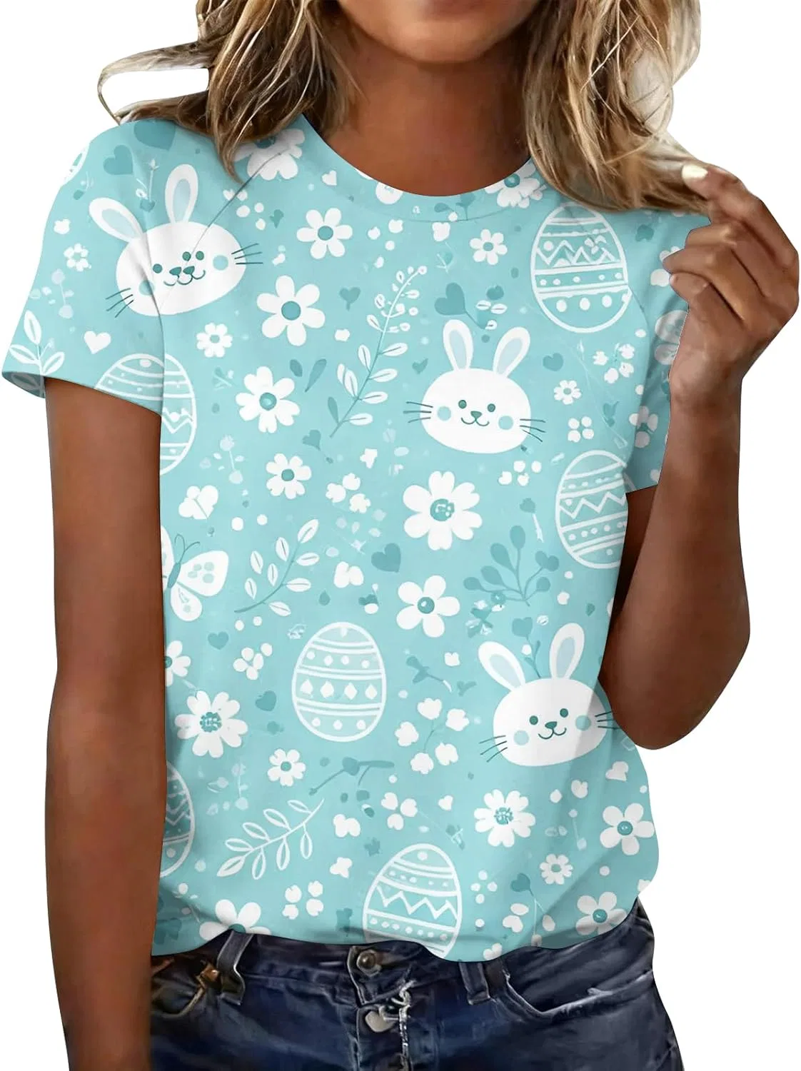 Футболка с коротким рукавом, принт Easter, Sky Blue