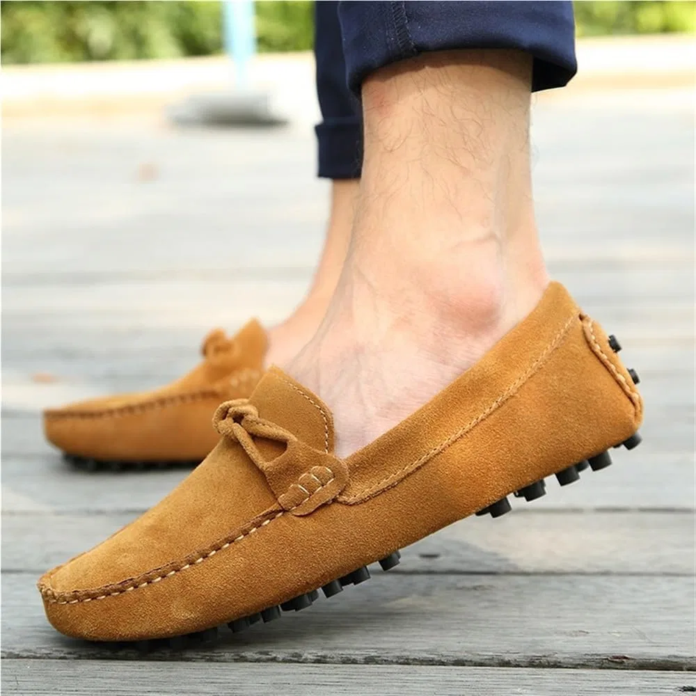 Лоферы кожаные Suede Shoes for Men Slip On Loafers, коричневый UOPYNE — фото 3