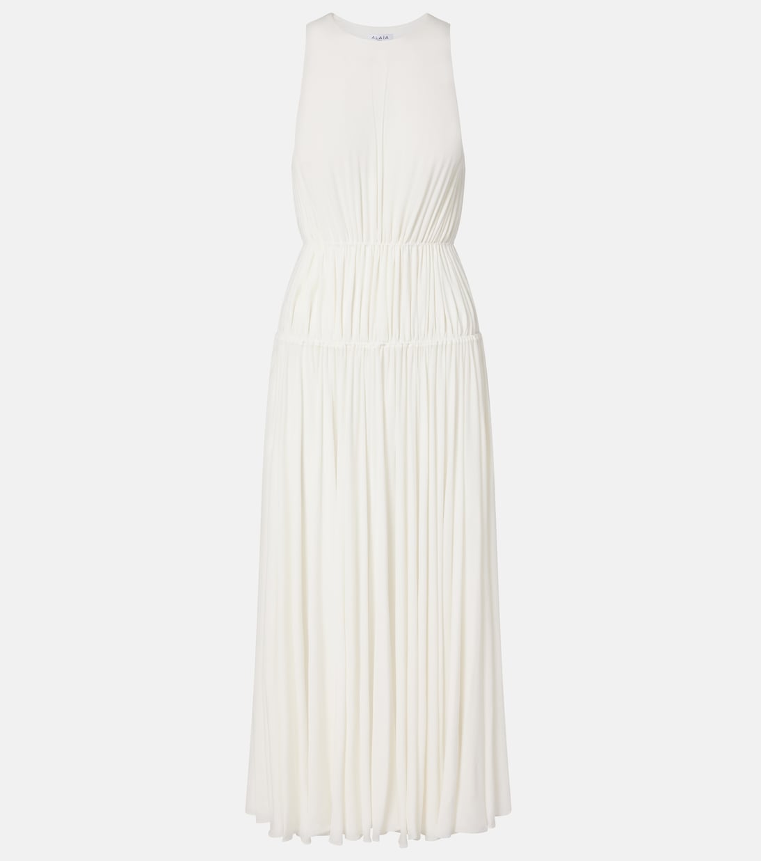 

Платье макси из джерси со сборками Alaïa, Blanc