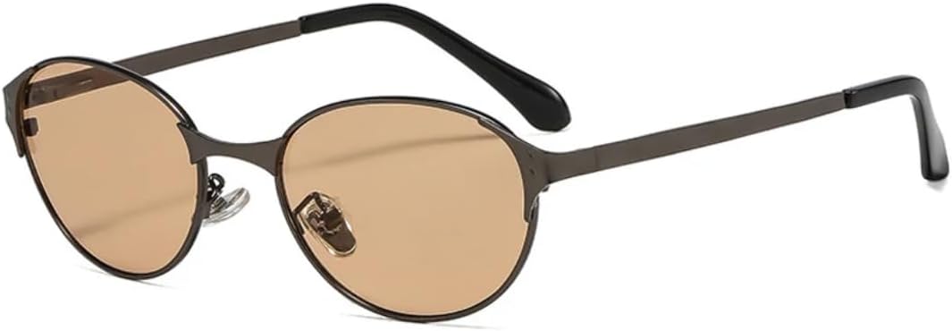 

Роскошные металлические овальные солнцезащитные очки в стиле панк для женщин и мужчин, для путешествий, поездок, вечеринок, с защитой от УФ-излучения UV400 TVTBBVV, Gun Tea