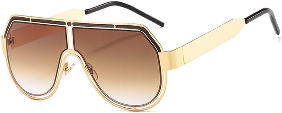 

Женские солнцезащитные очки с плоской верхней частью, увеличенного размера, в ретро-форме, в форме щита, классические, для мужчин и женщин, с защитой от ультрафиолета UV400 JWMSXYQR, C4 Gold-brown
