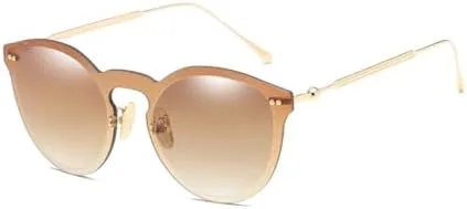 

2027 Женские круглые солнцезащитные очки без оправы в стиле ретро с градиентной металлической оправой, мужские очки с защитой от УФ-излучения UV400 MTZJH, 3