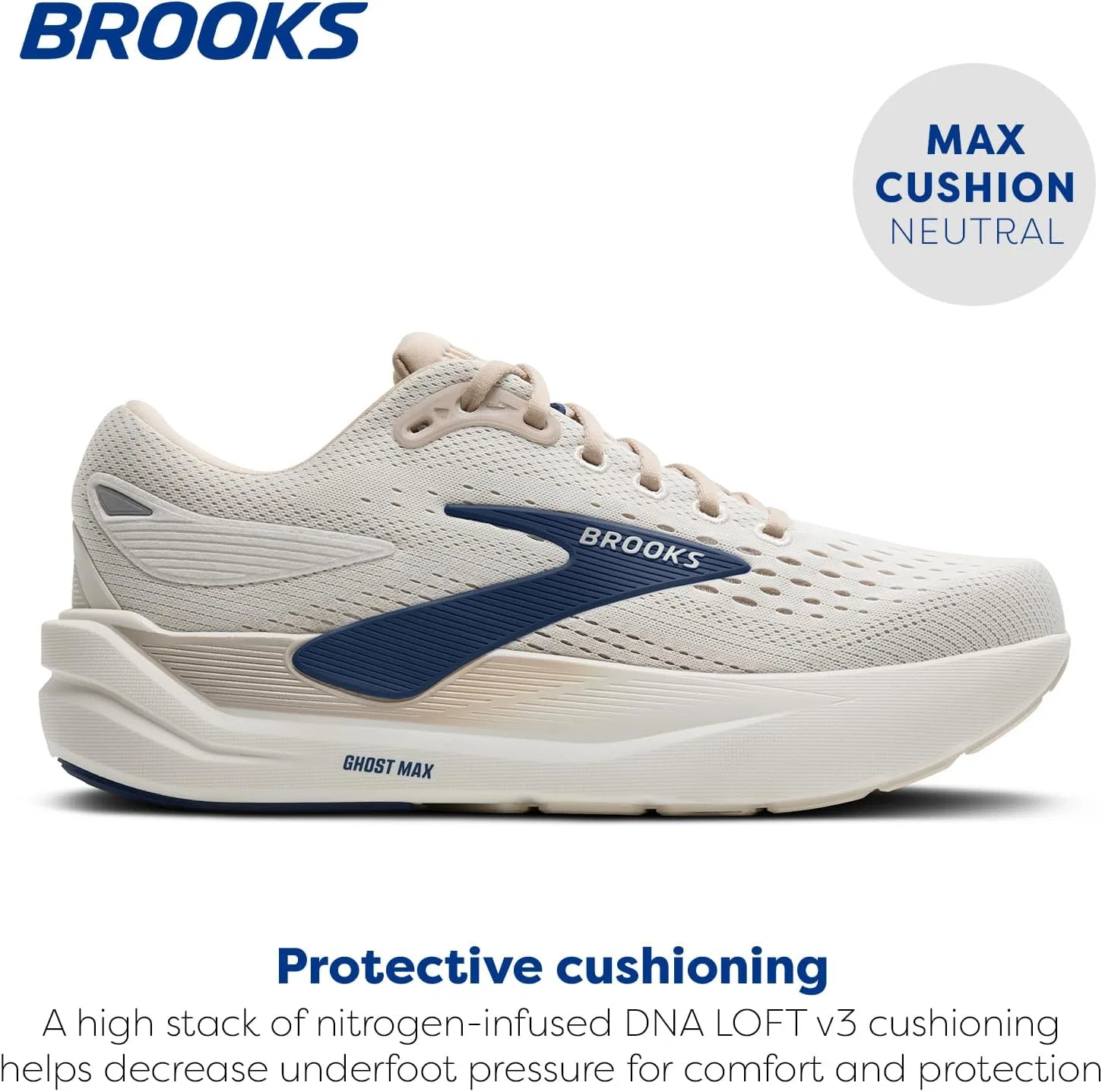 Мужские кроссовки Brooks Ghost Max 3, Coconut Chateau Navy — фото 2