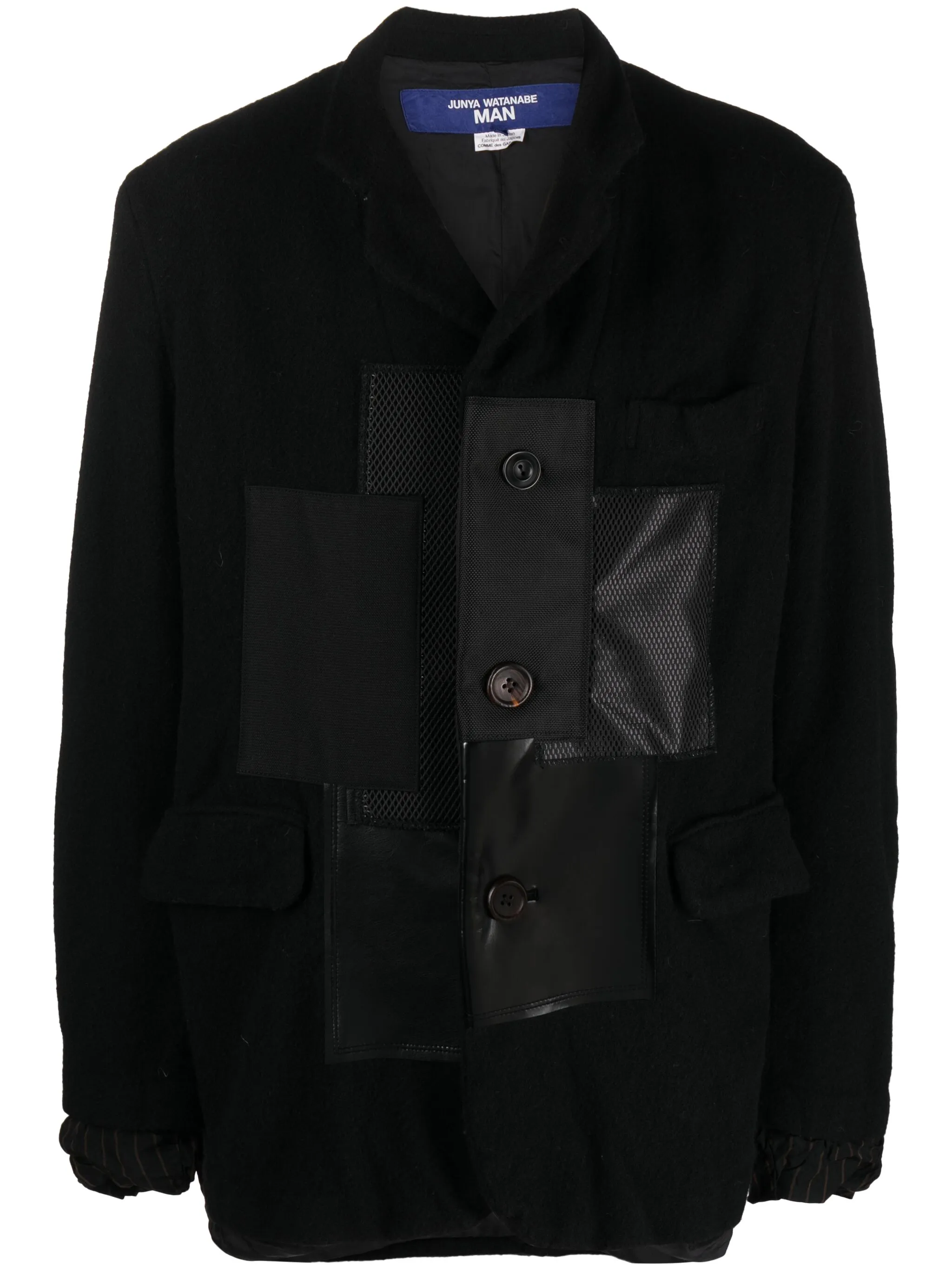 

Шерстяной пиджак в технике пэчворк Junya Watanabe Man, черный
