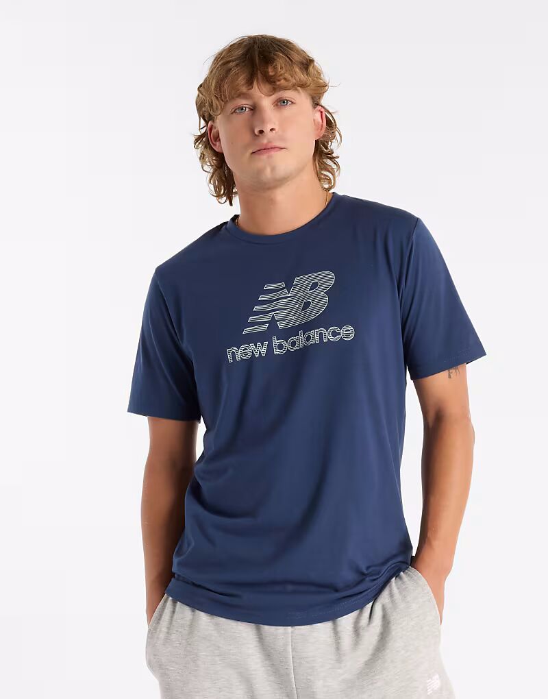 

Футболка с логотипом New Balance Heathertech синего цвета