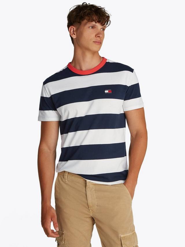 

Хлопчатобумажная футболка в полоску обычного покроя с коротким рукавом Tommy Hilfiger, цвет Dark Navy/Ecru