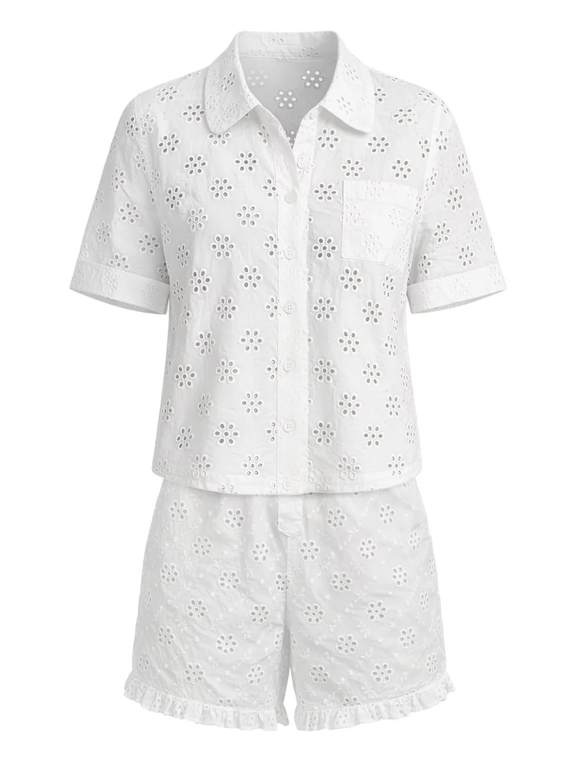 Пижама из хлопка с перфорацией. Polo Ralph Lauren, White