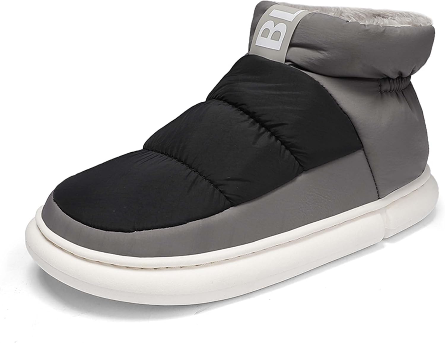 

DZBAJRQM Мужские и женские зимние ботинки, водонепроницаемые, с теплой меховой подкладкой, зимние хлопковые туфли, противоскользящие ботинки, удобная обувь для ходьбы, снежные кроссовки, черный/серый