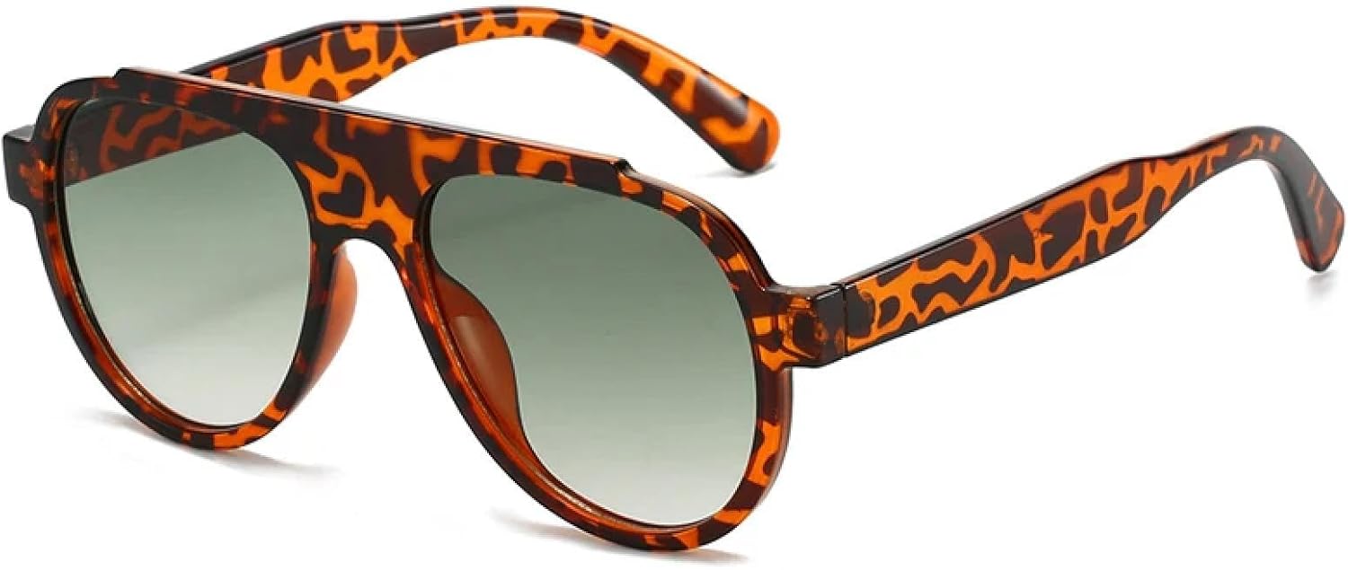 

Модные большие мужские солнцезащитные очки в стиле ретро с градиентным переходом, защита от УФ-излучения UV400, роскошный дизайн, трендовые желто-синие солнцезащитные очки TKKTLLT, Leopard Green