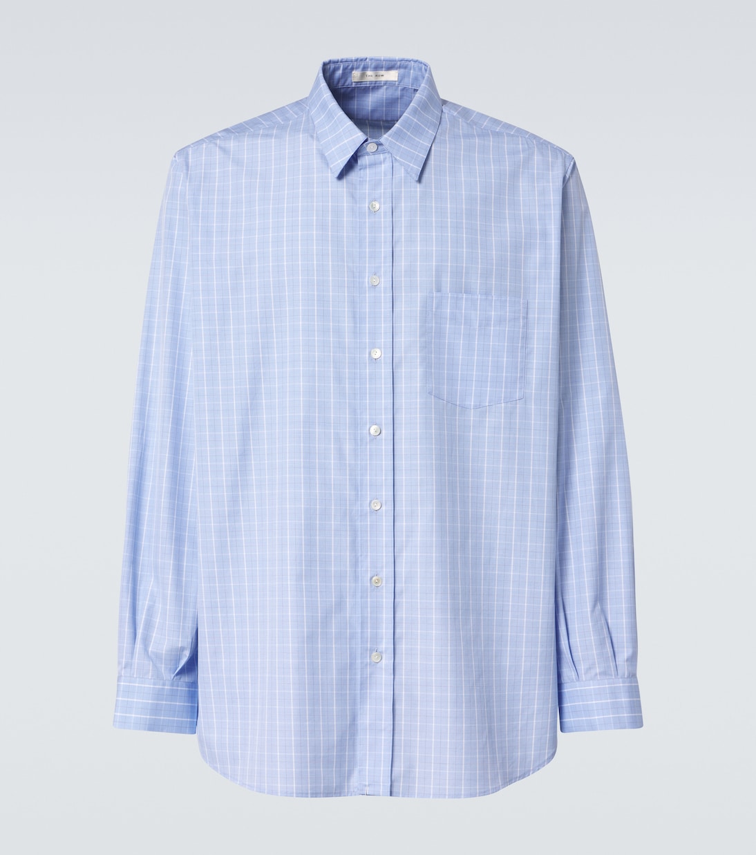 

Хлопковая рубашка в клетку Кардифф The Row, Light Blue White