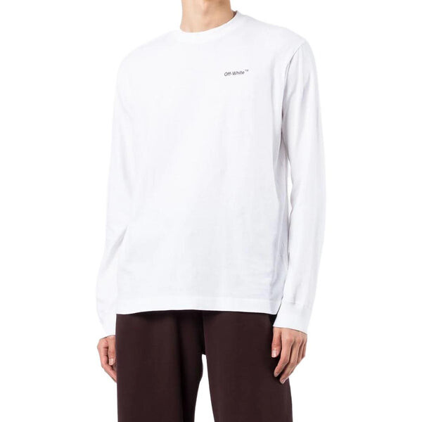 Футболка Men's OFF-WHITE SS22 Logo Printing Long Sleeves White T-Shirt, белый — фото 2