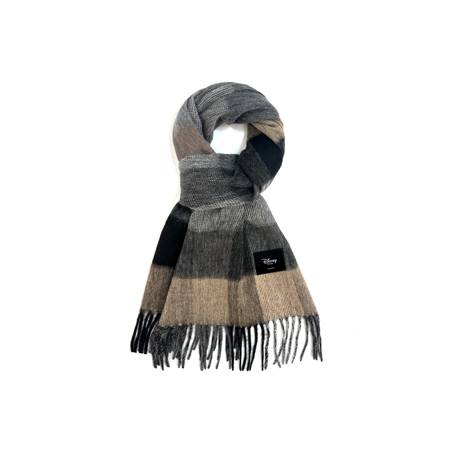 

Disney Шерстяной вязаный шарф унисекс, Gray Camel Plaid