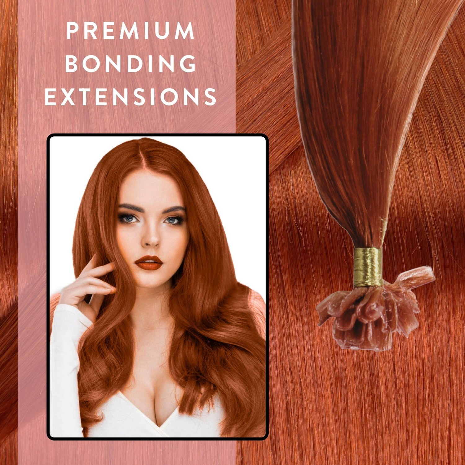 Накладные волосы bonding extensions premium echthaar #8/43 hellblond rot-gold 1g Hair2Heart, 40cm, количество 25 шт. — фото 2