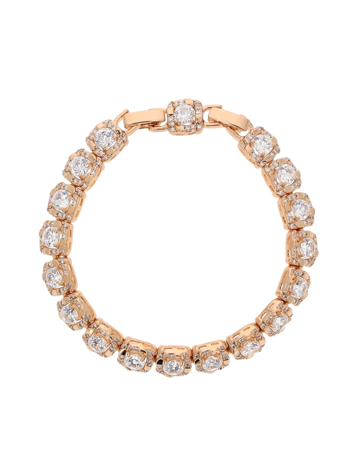 

Faina Женский браслет с кристаллами, розовое золото, белый