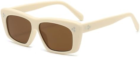 

Популярные модные квадратные солнцезащитные очки для женщин, ретро-очки с заклепками, мужские солнцезащитные очки «кошачий глаз», трендовые солнцезащитные очки MTZJH, Beige Tea