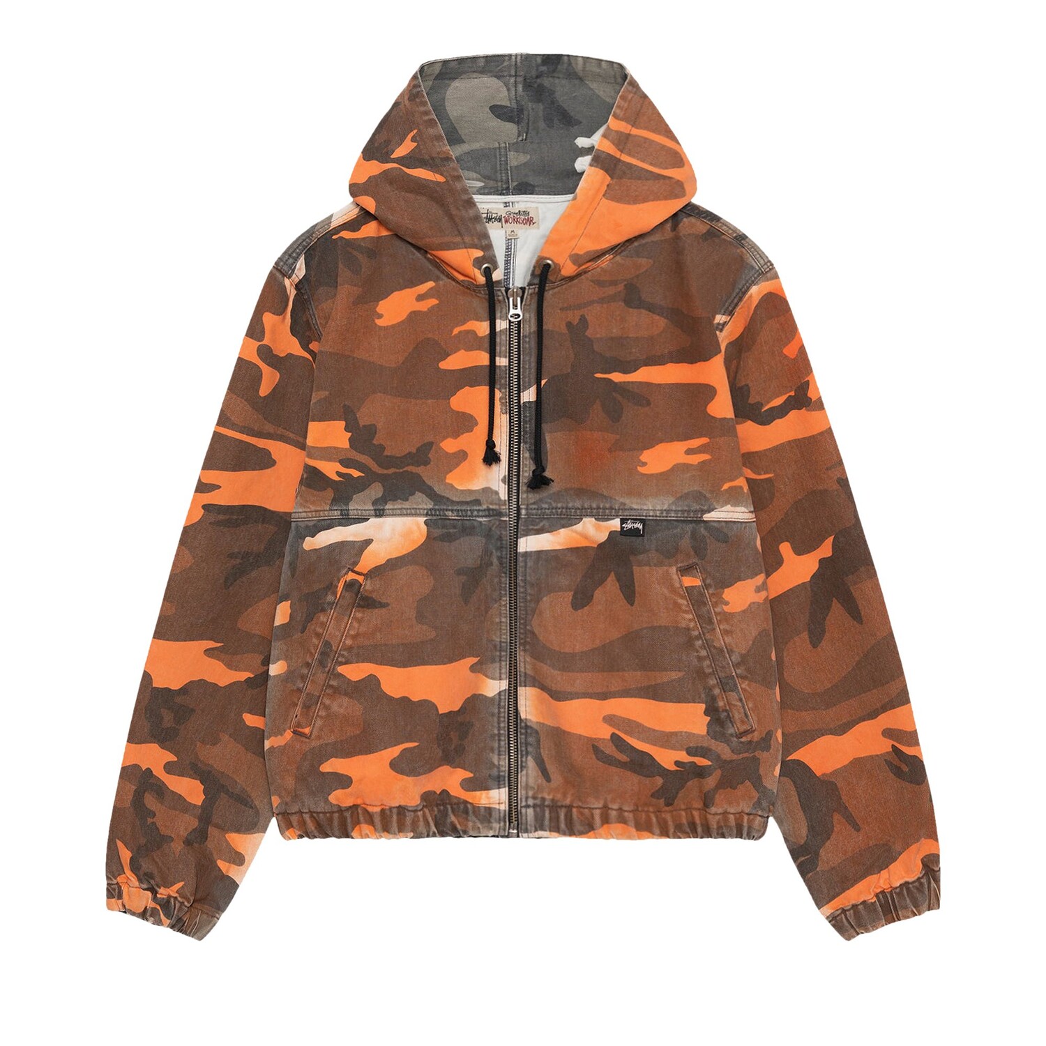 

Рабочая куртка с капюшоном Stussy Spray Dye, цвет Оранжевый камуфляж