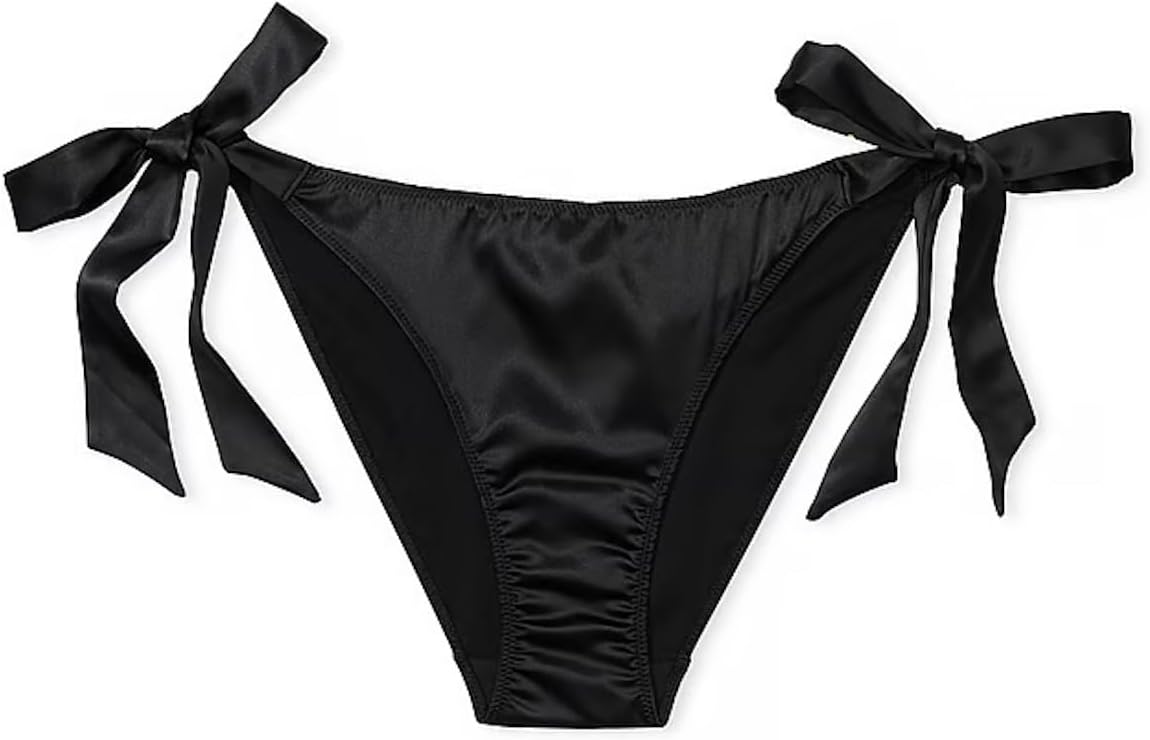 Victoria's Secret трусики Cheeky с вышивкой и боковыми завязками, цвет Pure Black, новые — фото 3