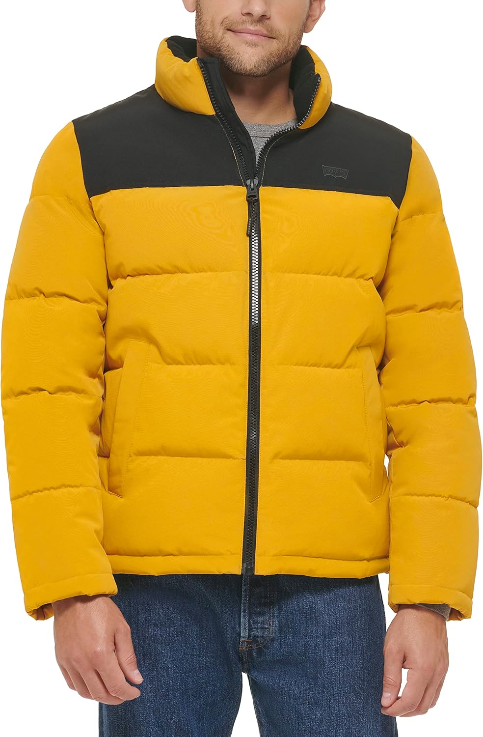Мужская куртка Levi's Arctic Cloth Retro Bubble Puffer, Yellow/Black Tonal Logo