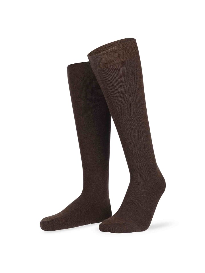 

Hudson Успокаивающие хлопковые высокие носки Relax Cotton коричневого меланжевого цвета