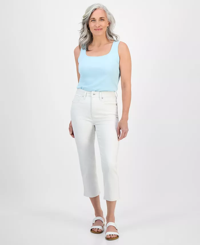 

Укороченные джинсы с высокой посадкой и прямыми штанинами Petite Style & Co, белый