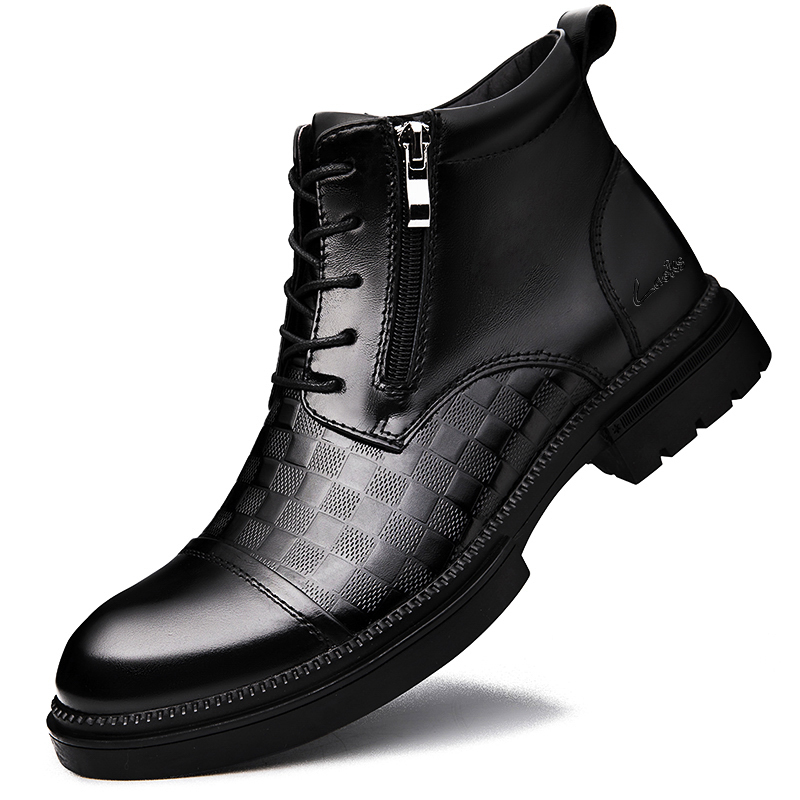 Мужские повседневные кроссовки Mid Top Black Laoks, черные (подкладка из свиной кожи) — фото 3