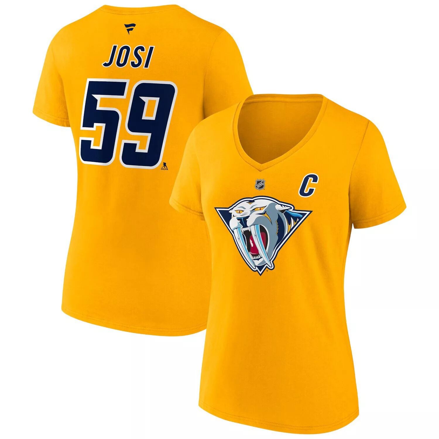 

Женская футболка Fanatics с логотипом Roman Josi, желтая футболка Nashville Predators Special Edition 2.0 с именем и номером и v-образным вырезом Fanatics, Желтый, Женская футболка Fanatics с логотипом Roman Josi, желтая футболка Nashville Predators Speci