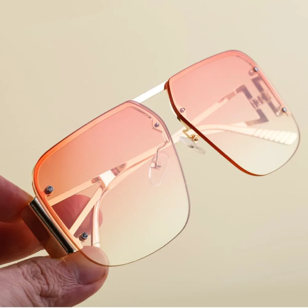 

MUTYNE Безободковые металлические солнцезащитные очки для женщин, роскошные винтажные квадратные солнцезащитные очки для мужчин, ретро без оправы, C1 Gold Gray