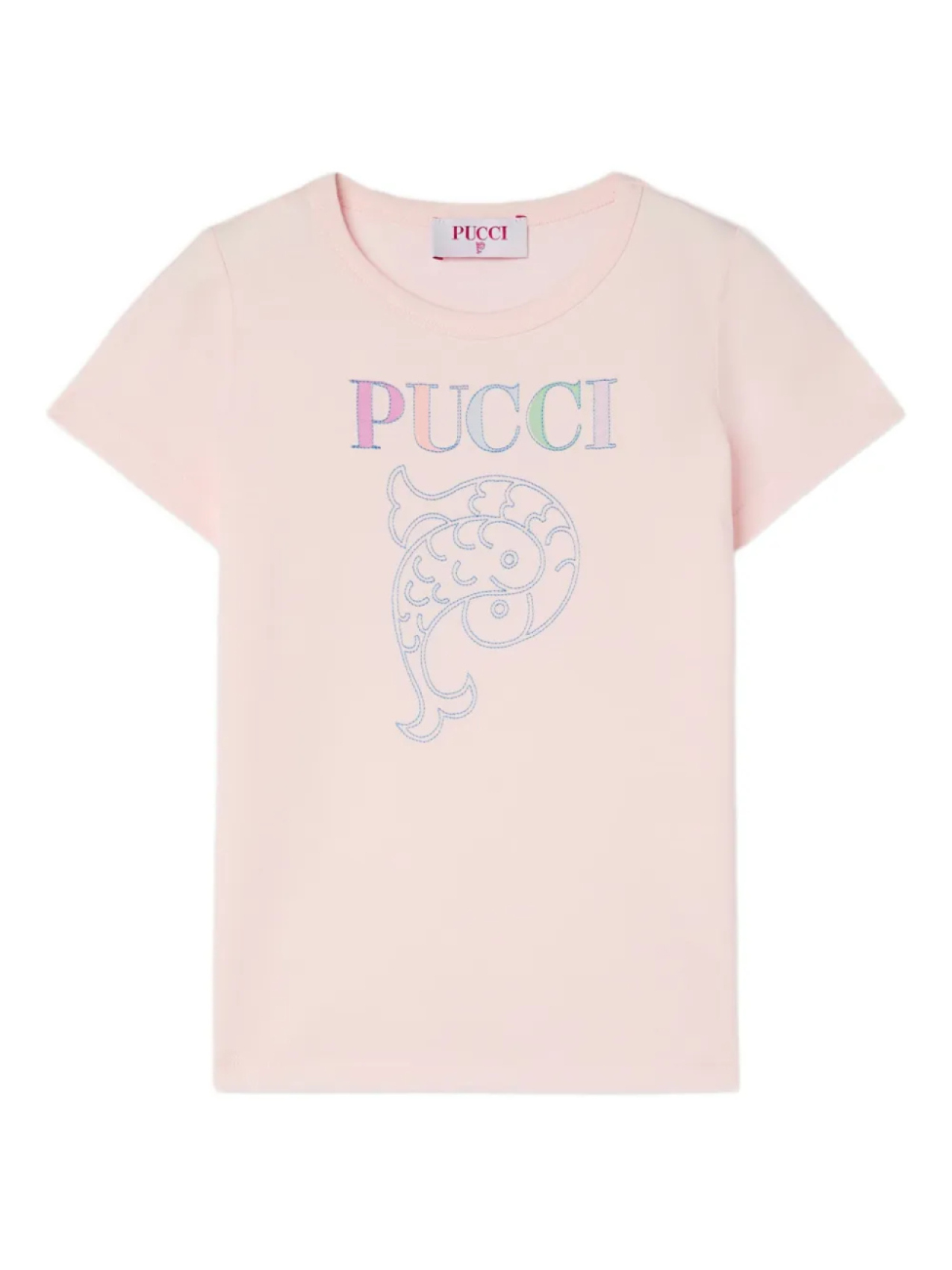 

Футболка из хлопка с вышитым логотипом PUCCI Junior, розовый