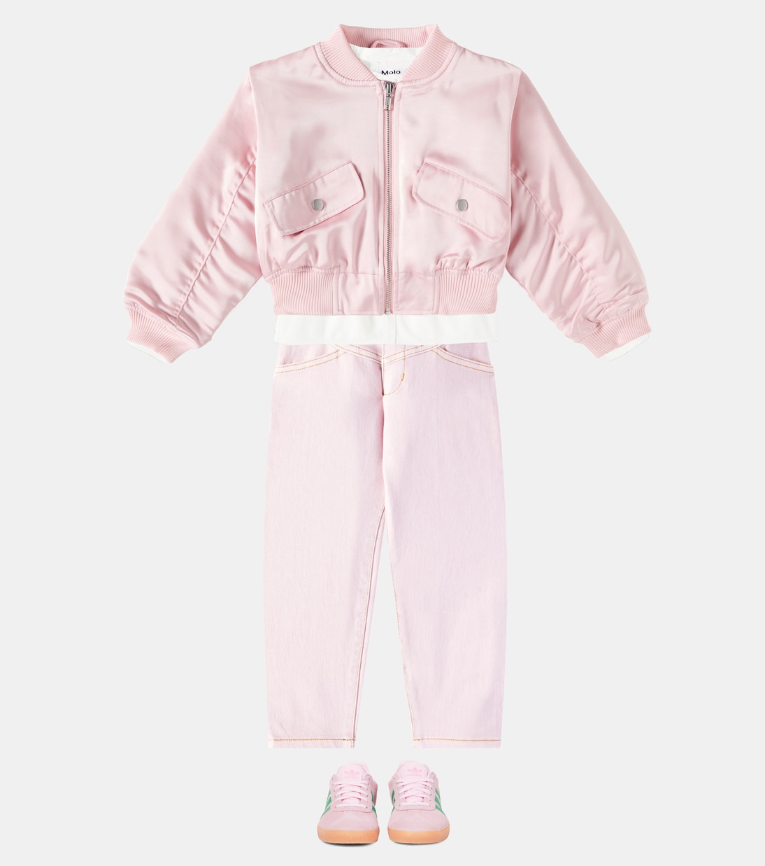 Кроссовки из замши с отделкой из кожи Gazelle Adidas Originals Kids, Court Green/Bliss Pink — фото 2