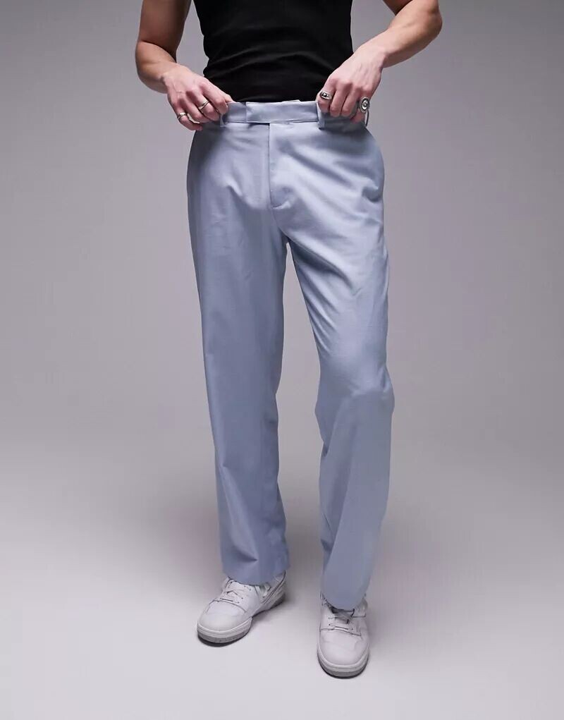 

Голубые брюки широкого кроя Topman из смесового льна