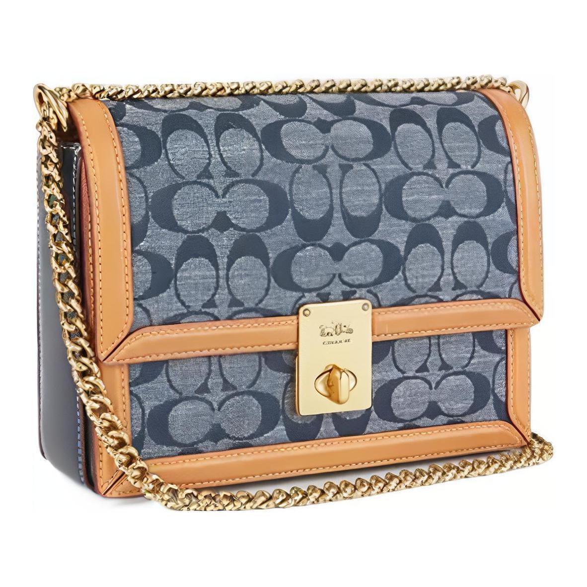 

Сумка-мессенджер Hutton Fabric через плечо женская сине-оранжевая COACH